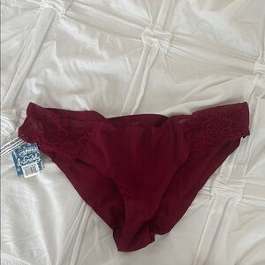 Free People Burgundy Lace Trim Panties